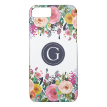 Painted Floral Monogram iPhone 7 Case