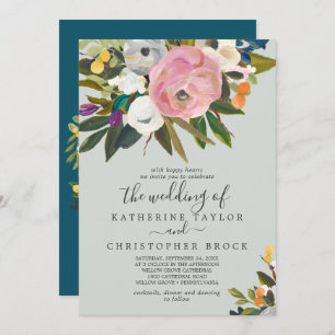Painted Floral   Monogram The Wedding Of Invitation