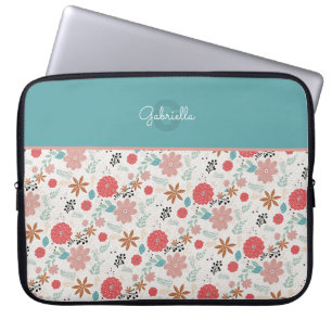 Painted Floral Monogrammed Laptop Sleeve