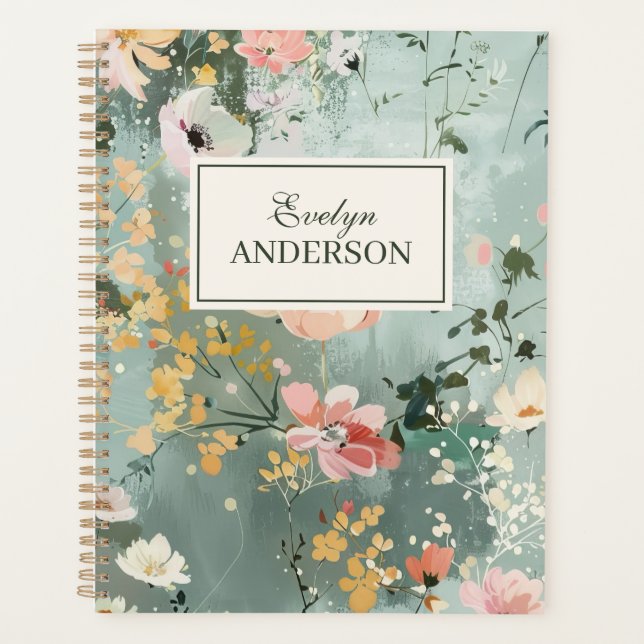 Painted Floral Personalised Planner (Front)