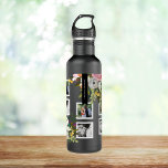 Painted Floral Photo Collage Personalised Names 710 Ml Water Bottle<br><div class="desc">Personalised names over painted floral bouquet with square photo frames. 

The gorgeous painted florals are by Create the Cut. Find them on Creative Market https://crmrkt.com/7WdAX,  Etsy https://www.etsy.com/shop/CreateTheCut,  and www.createthecut.com

Photos by Leeds Wedding Photographer,  John Hope. Visit him at http://www.johnhopephotography.com</div>