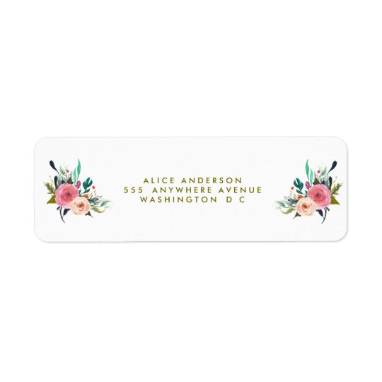 Painted Floral Return Address Stickers Return Address Label