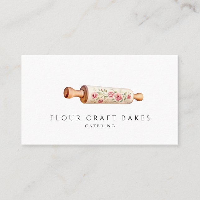 Painted Floral Rolling Pin Business Card (Front)