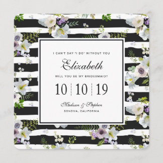 Painted Floral Striped Pattern - Bridesmaid Invitation