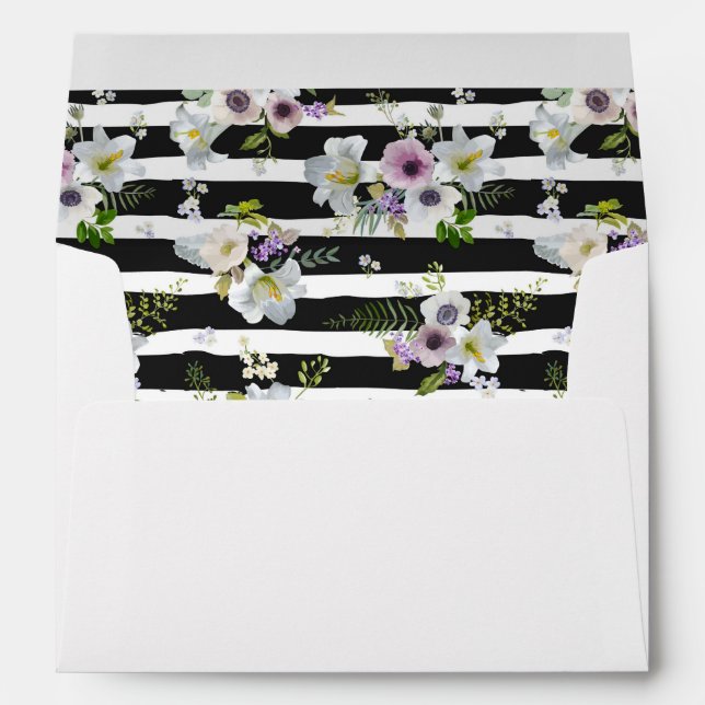 Painted Floral Striped Pattern -  Wedding Envelopes (Back (Bottom))