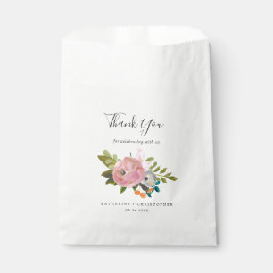 Painted Floral Thank You Wedding Favour Bag