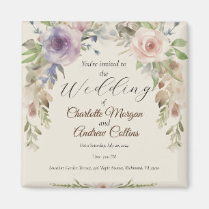 Painted floral wedding invitation magnet