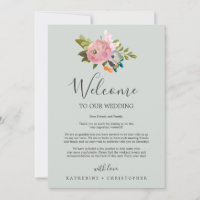 Painted Floral Wedding Welcome Letter & Itinerary