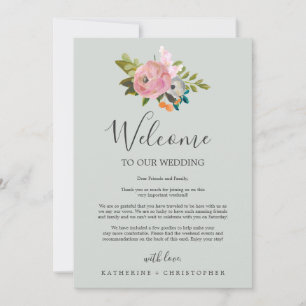 Painted Floral Wedding Welcome Letter & Itinerary