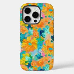 Painted Floral Yellow Blue Green Pink Art Colourfu iPhone 16 Pro Case