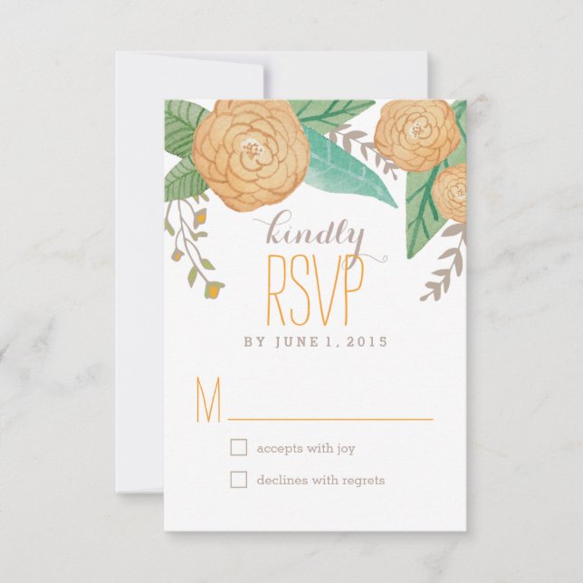Painted Florals Wedding Response / RSVP Cards (Front)