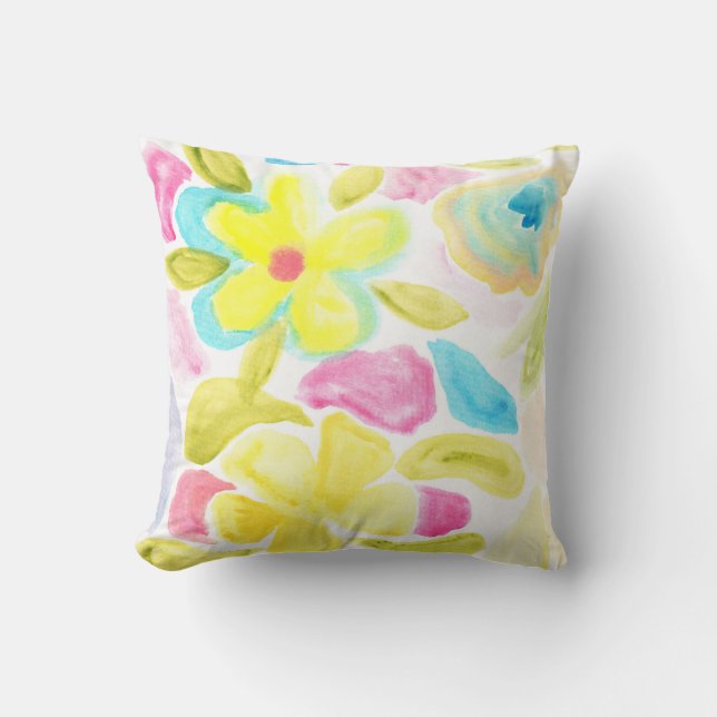 painted flower and leaves cushion (Front)