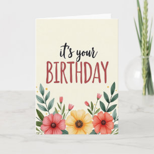 Painted Flower Birthday Card