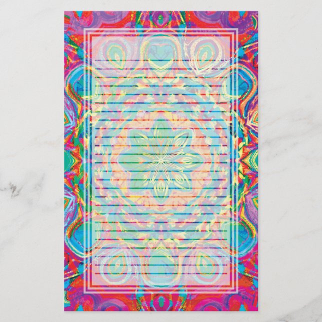 Painted Flower Lined Stationery (Front)