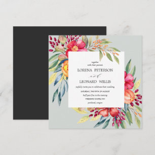 Painted Flower Modern ELEGANT Rustic square Invitation