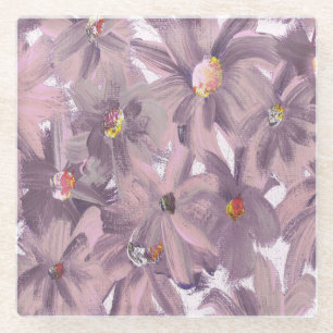 Painted Flowers Any Colour Lumbar Pillow Glass Coaster