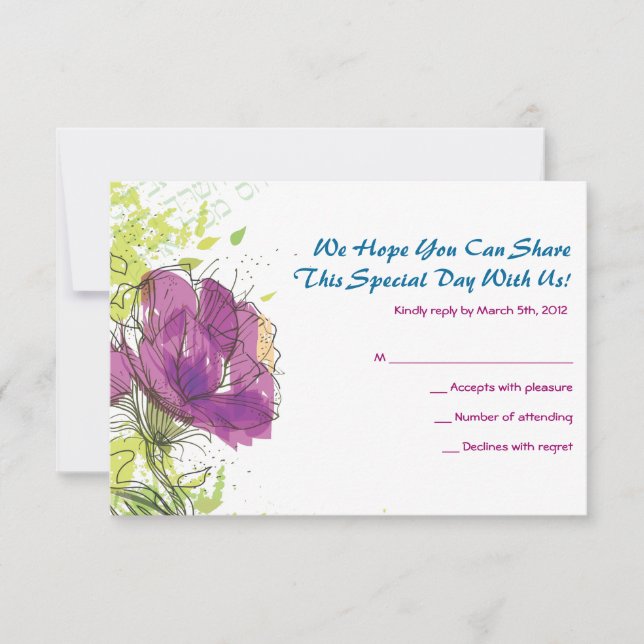 Painted Flowers Bar Bar Mitzvah Star Invitation (Front)