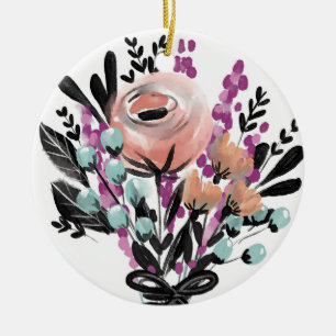 PAINTED FLOWERS CERAMIC ORNAMENT