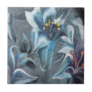 painted flowers ceramic tile