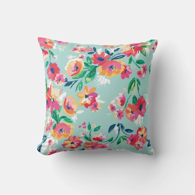 Painted Flowers Pattern Cushion (Front)
