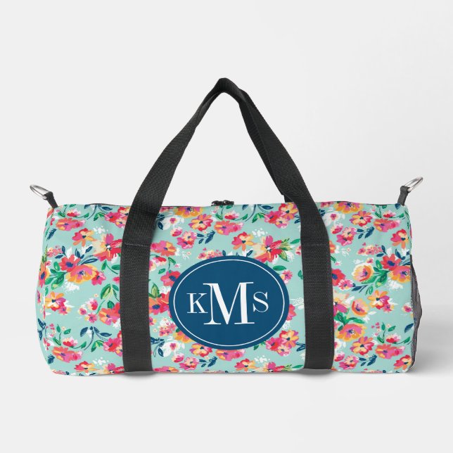 Painted Flowers Pattern Duffle Bag (Front)