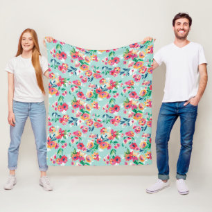 Painted Flowers Pattern Fleece Blanket