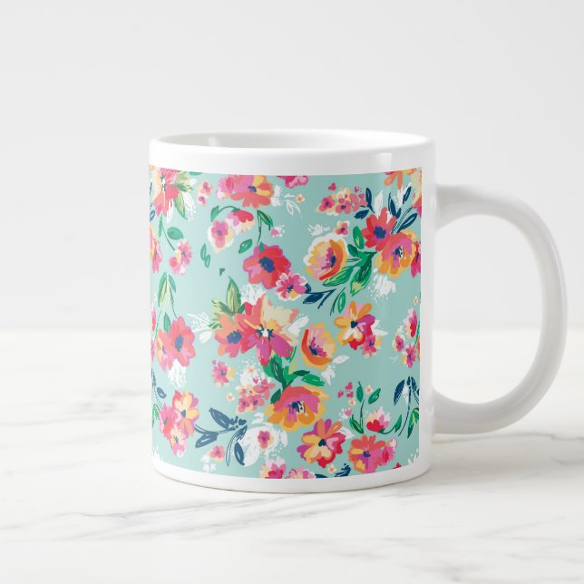 Painted Flowers Pattern Large Coffee Mug (Right)