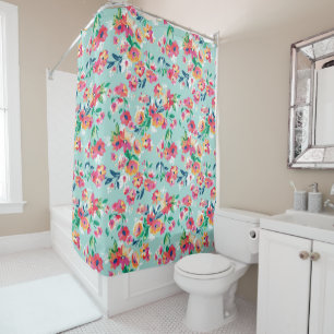 Painted Flowers Pattern Shower Curtain