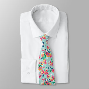Painted Flowers Pattern Tie
