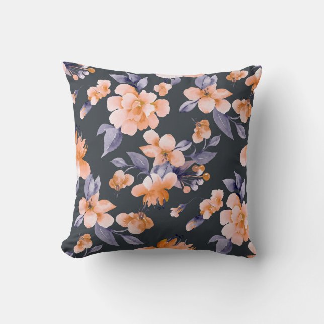 Painted Flowers Seamless Background Cushion (Front)