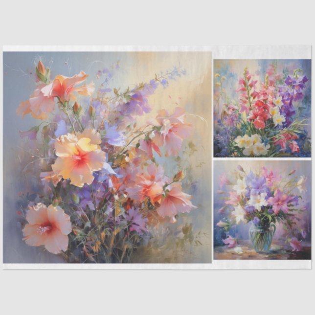 Painted flowers tissue paper (Front)