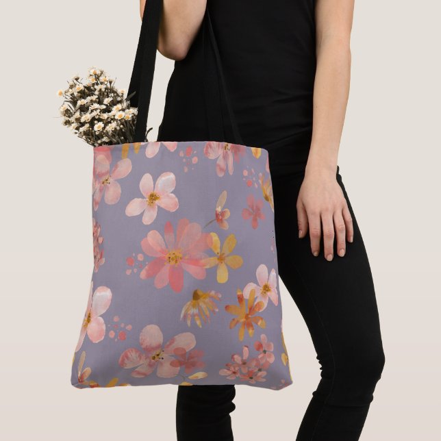 Painted Flowers Tote Bag (Close Up)