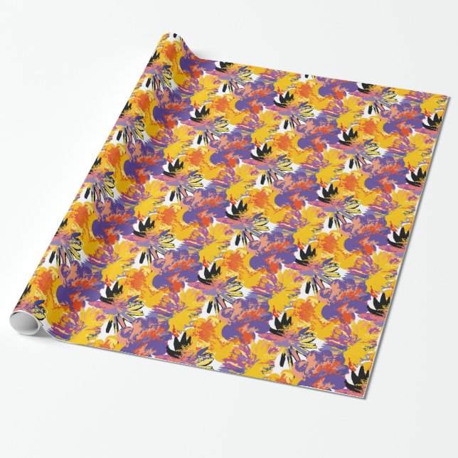Painted flowers. wrapping paper (Unrolled)