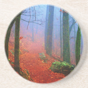 Painted Forest Autumn Blue Fog Coaster