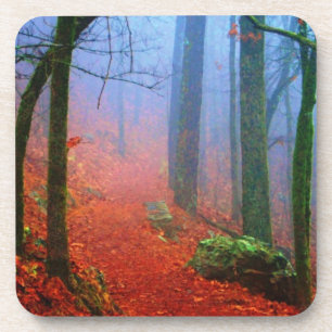 Painted Forest Autumn Blue Fog Coaster