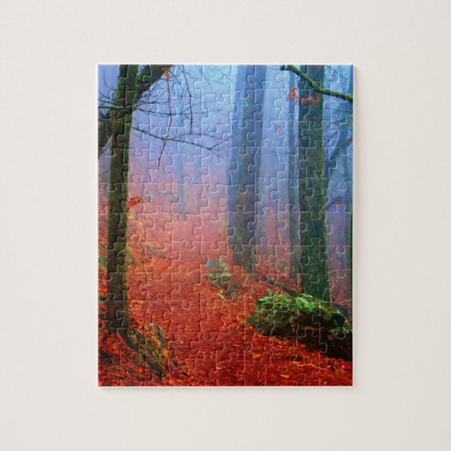 Painted Forest Autumn Blue Fog Jigsaw Puzzle (Vertical)