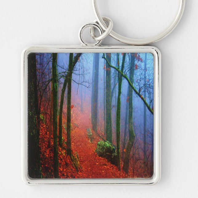 Painted Forest Autumn Blue Fog Key Ring (Front)