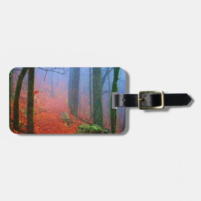 Painted Forest Autumn Blue Fog Luggage Tag (Front Horizontal)