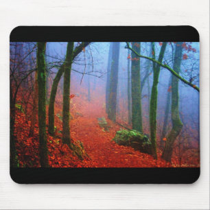 Painted Forest Autumn Blue Fog Mouse Pad