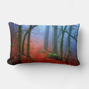 Painted Forest Autumn Blue Fog Pillow