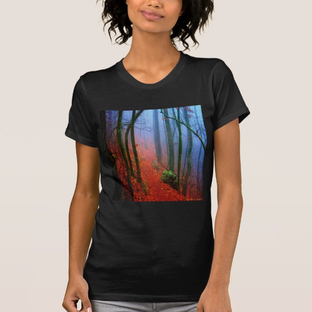 Painted Forest Autumn Blue Fog T-Shirt (Front)