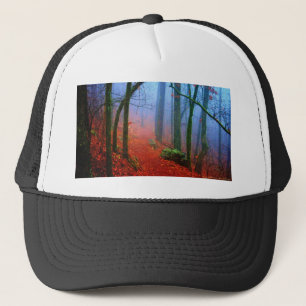 Painted Forest Autumn Blue Fog Trucker Hat