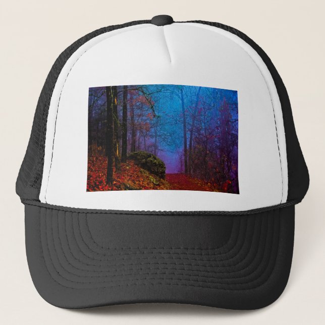 Painted Forest Autumn Purple Fog Trucker Hat (Front)