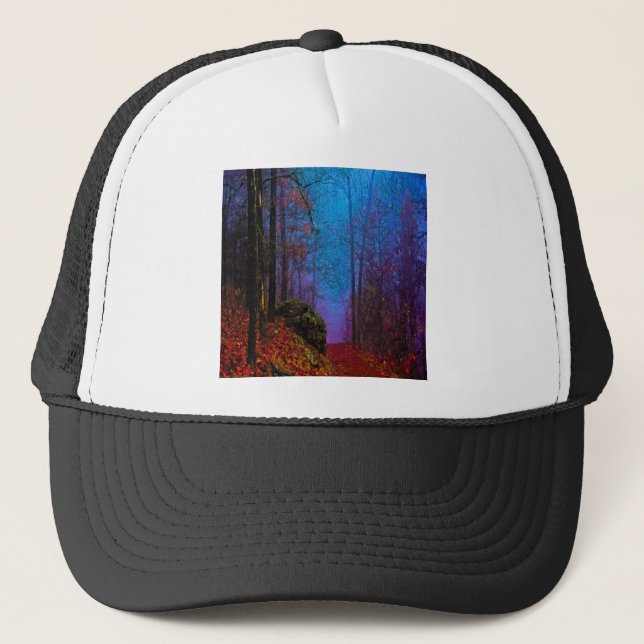 Painted Forest Autumn Purple Fog Trucker Hat (Front)