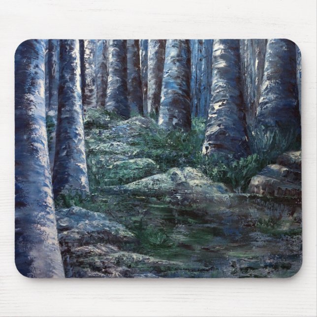 Painted Forest Tree Trunks Mousepad (Front)