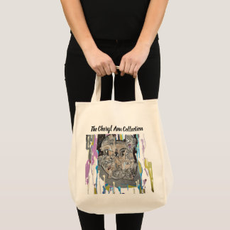Painted Fragmented Face Dripping Art Eyes Tote Bag