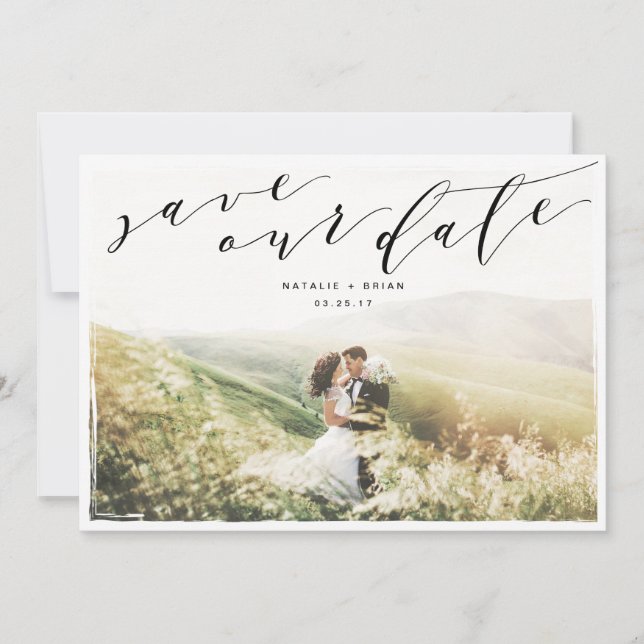 Painted Frame Geometric Save the Date Card (Front)