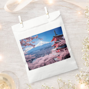 Painted Fuji mountain in cherry blossom season Favour Bag