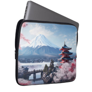 Painted Fuji mountain in cherry blossom season  Laptop Sleeve