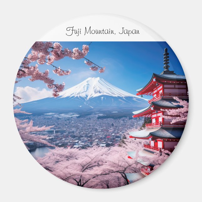 Painted Fuji mountain in cherry blossom season  Magnet (Front)